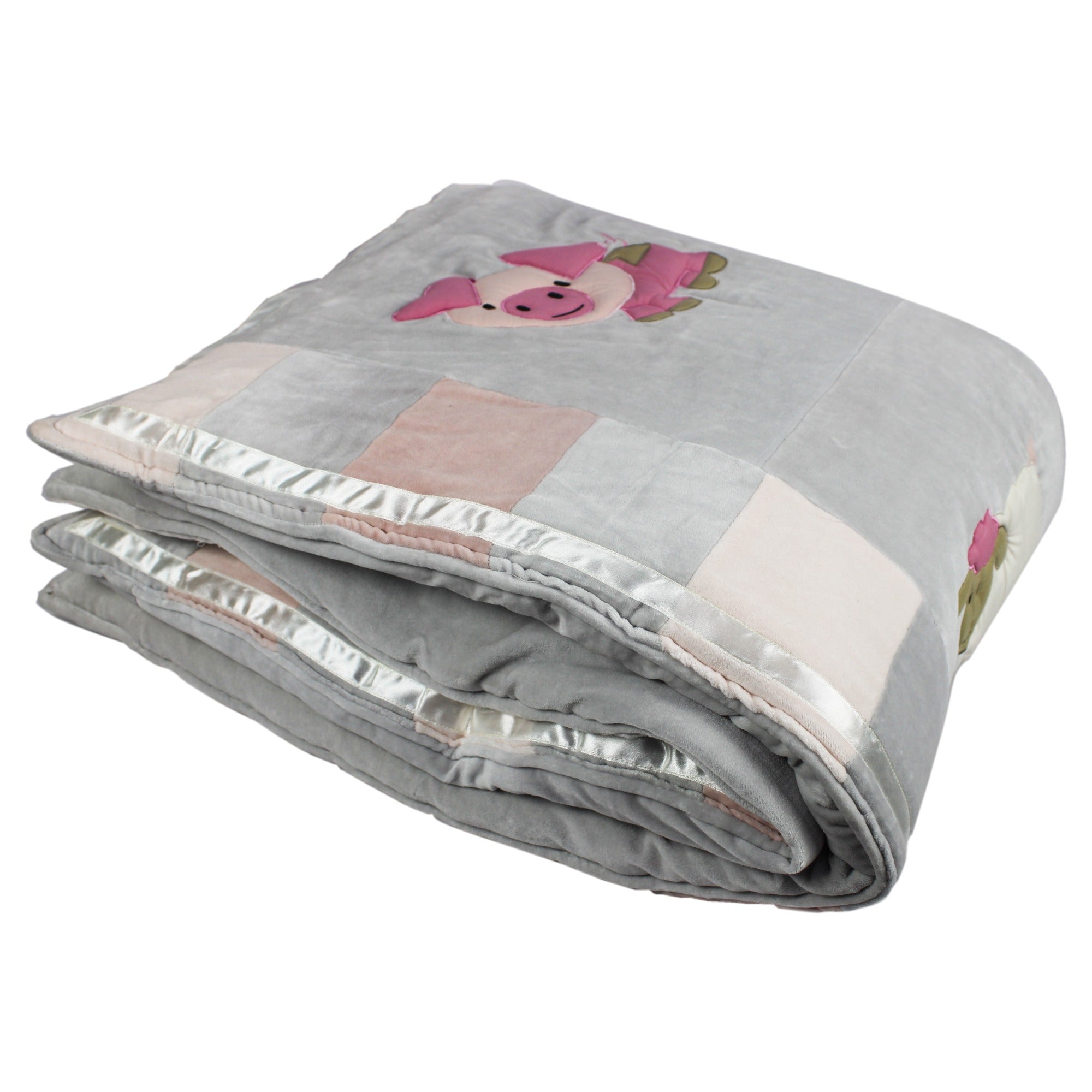 Baby Animals Quilt Set with 2 Soft Pillows